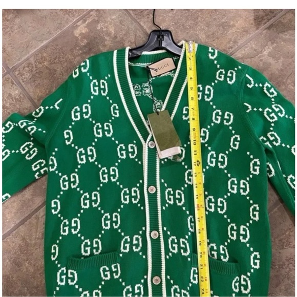 Gucci, GG intarsia cotton cardigan sweater men’s size Medium made in Italy - Picture 5 of 10